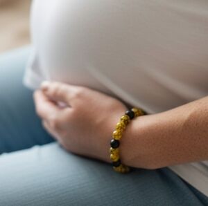 NWT Yellow and Black Beaded Bracelet with Organic Design